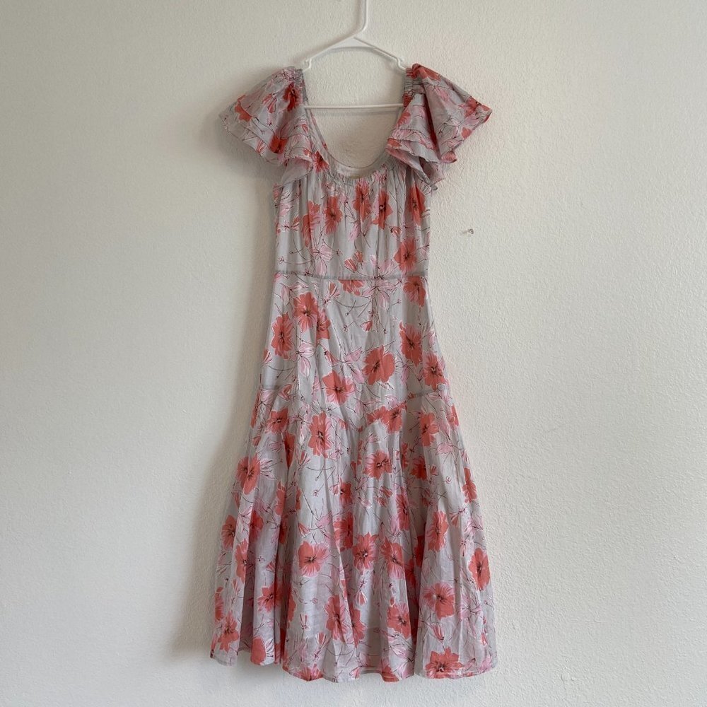 La Vie Rebecca Taylor Womens LOUISE Gray Pink Floral A Line Dress Size XS - Picture 4 of 10